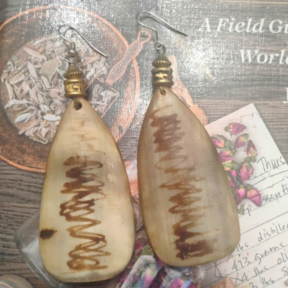 Natural Shell Large Dangle Earrings